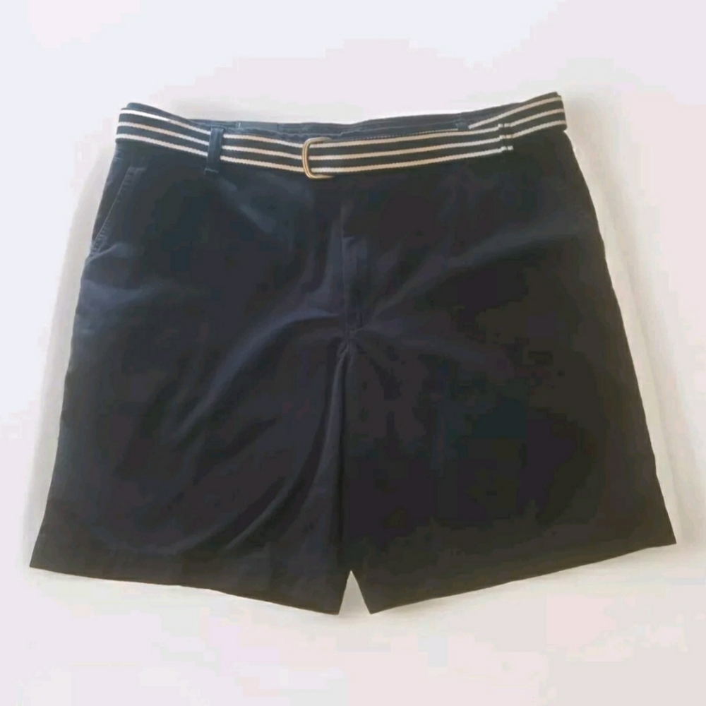 Izod Men's Quality And Comfort Flat Front Navy Chino Shorts With Belt Size 42